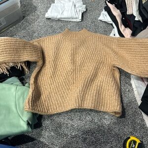 SO Women's Camel Cowl Neck Sweater